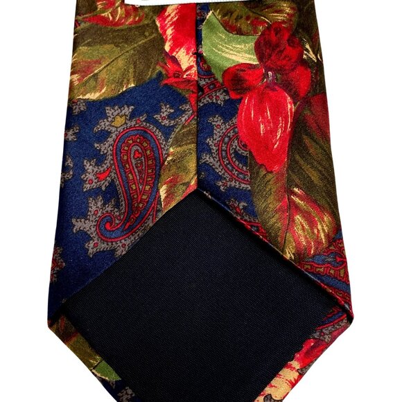 Vintage Bill Blass Silk Tie Vibrant Roses and Paisley Rare Formal Tie - Picture 8 of 10